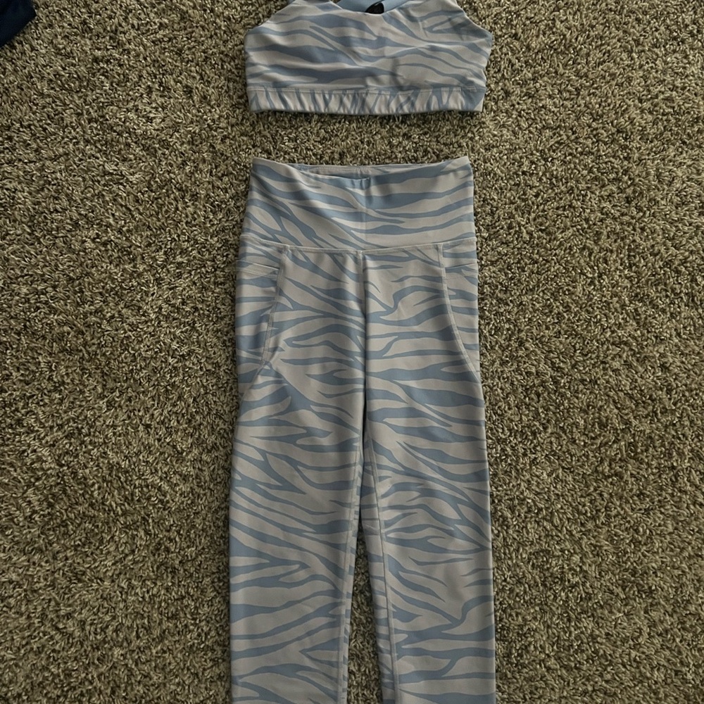 Old Navy Light Blue Zebra Print Set